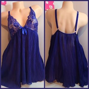 VTG Fantasy Lingerie Sexy Pleated Chiffon Lace Babydoll Chemise Size 3X